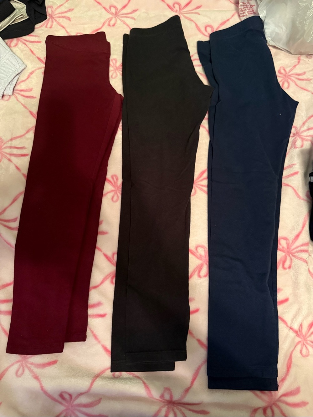 3-Pack Girls' Pull-On Stretch Leggings - Burgundy, Black & Navy